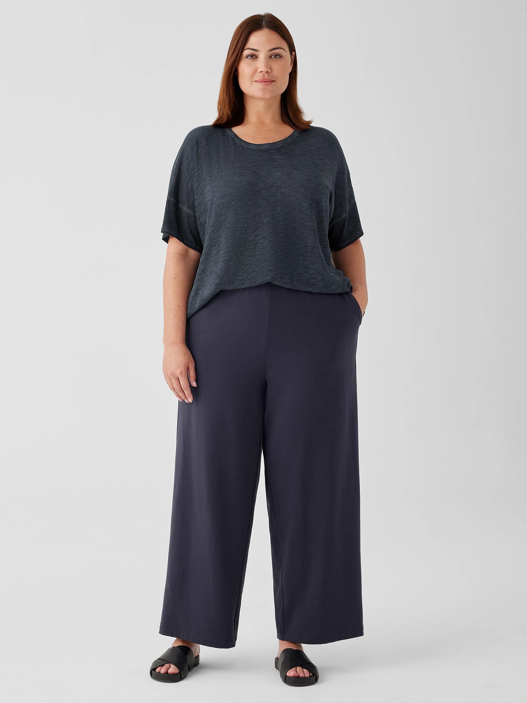 Pima Cotton Stretch Jersey Wide-Leg Pant