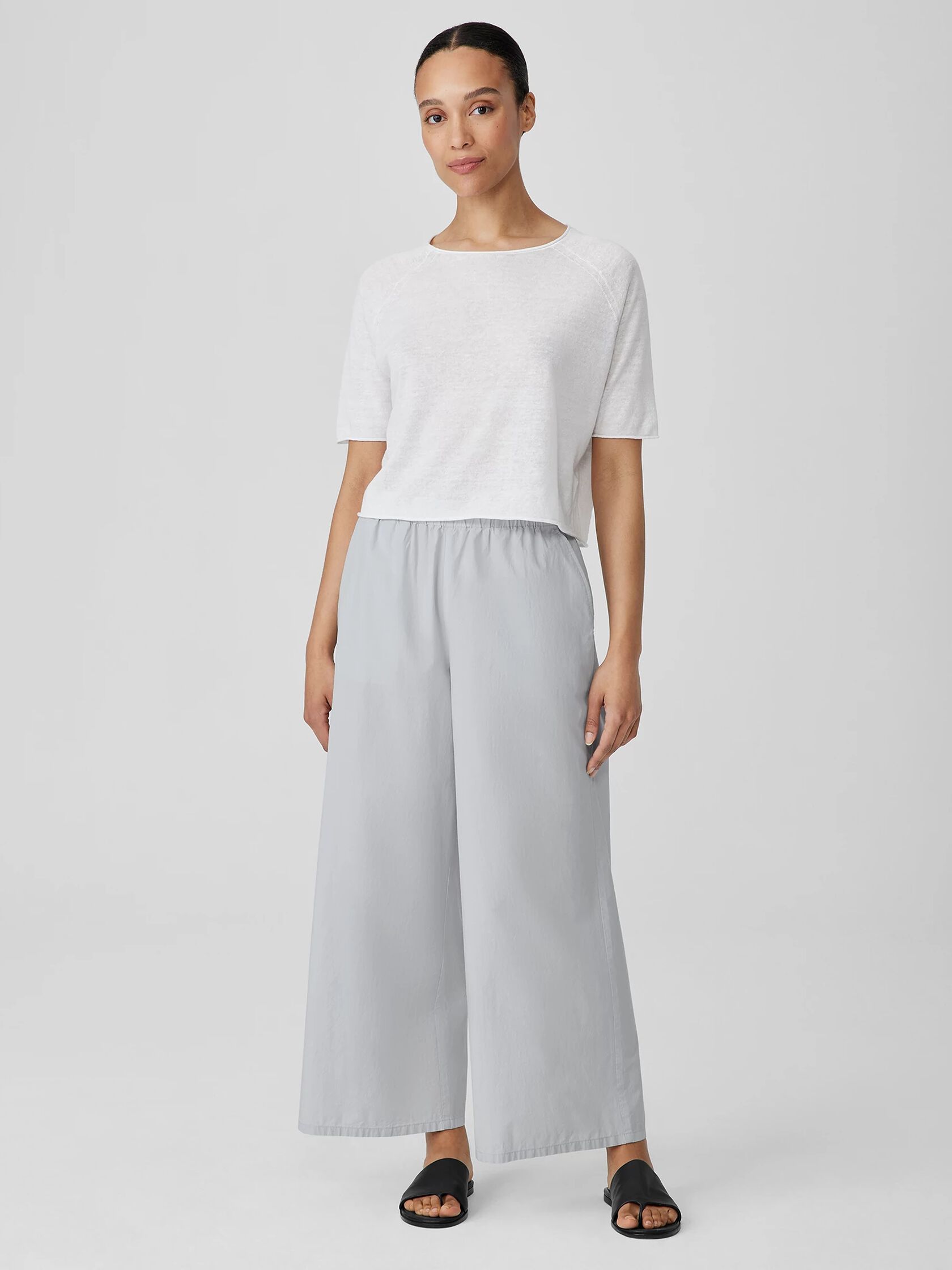 Washed Organic Cotton Poplin Wide-Leg Pant