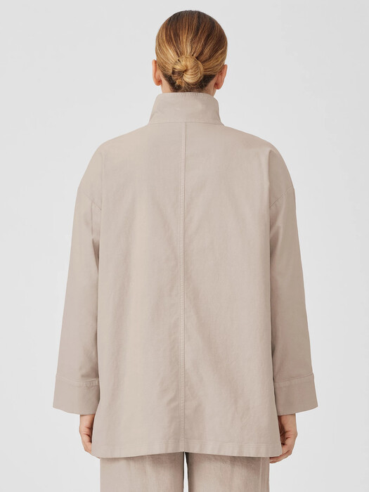 Cotton Hemp Stretch Stand Collar Jacket