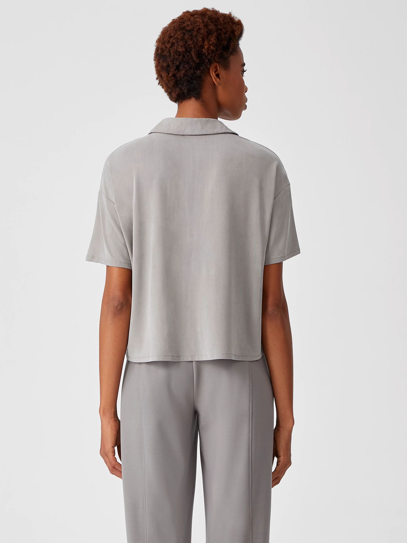 Sueded Cupro Knit Short-Sleeve Shirt