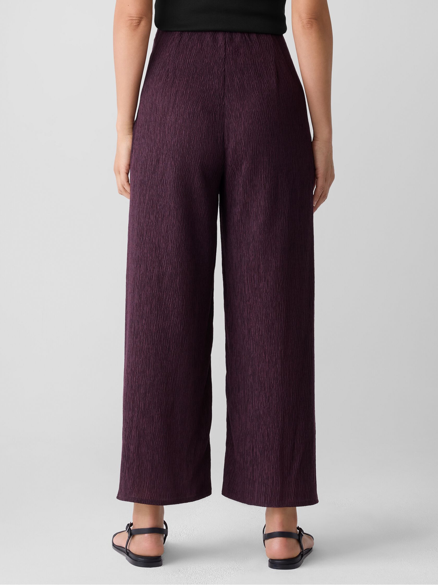 Woven Plissé Wide-Leg Pant