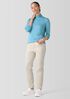 Ribbed Pima Cotton Blend Turtleneck Top