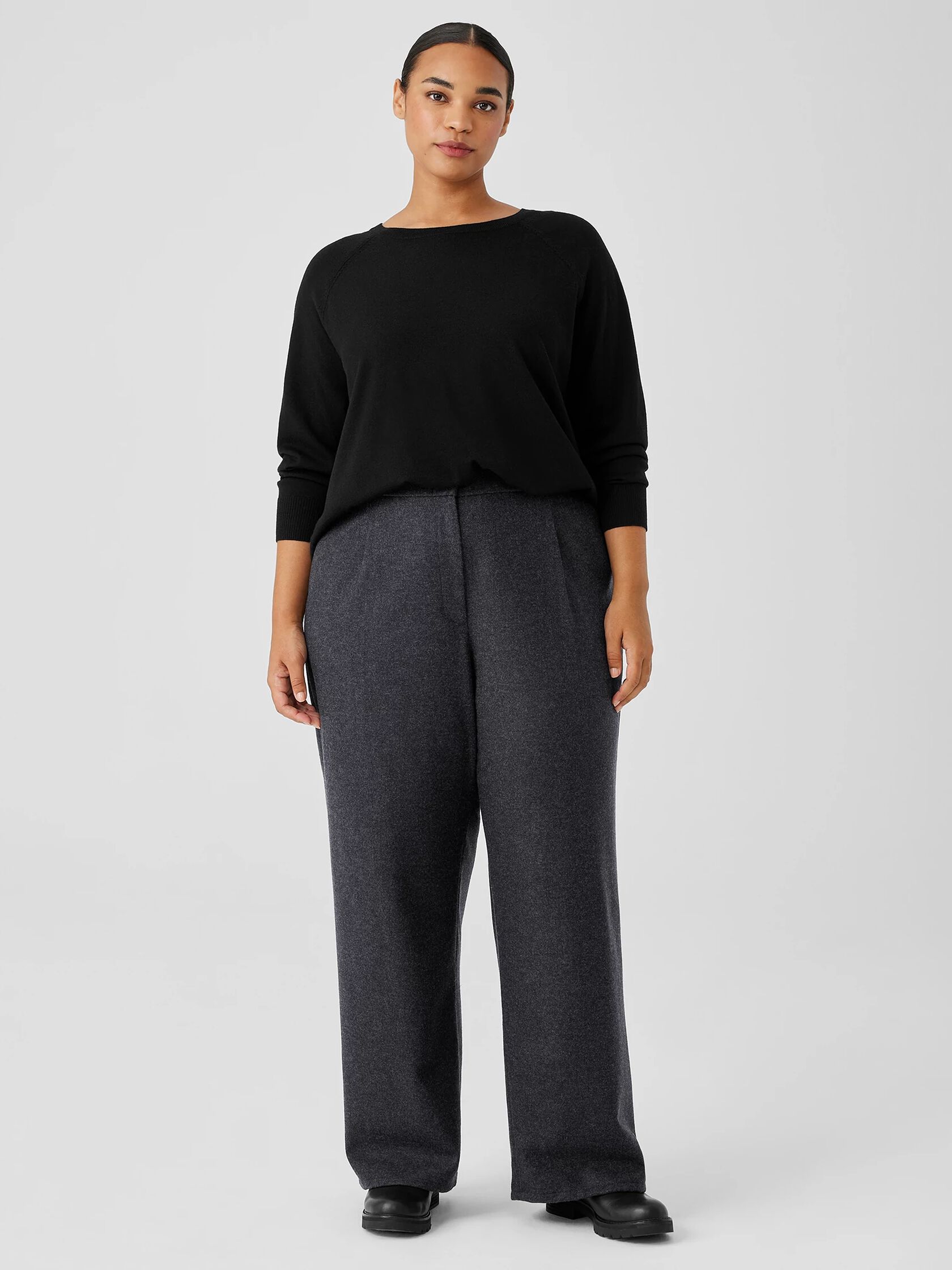Soft Wool Flannel Wide-Leg Pant