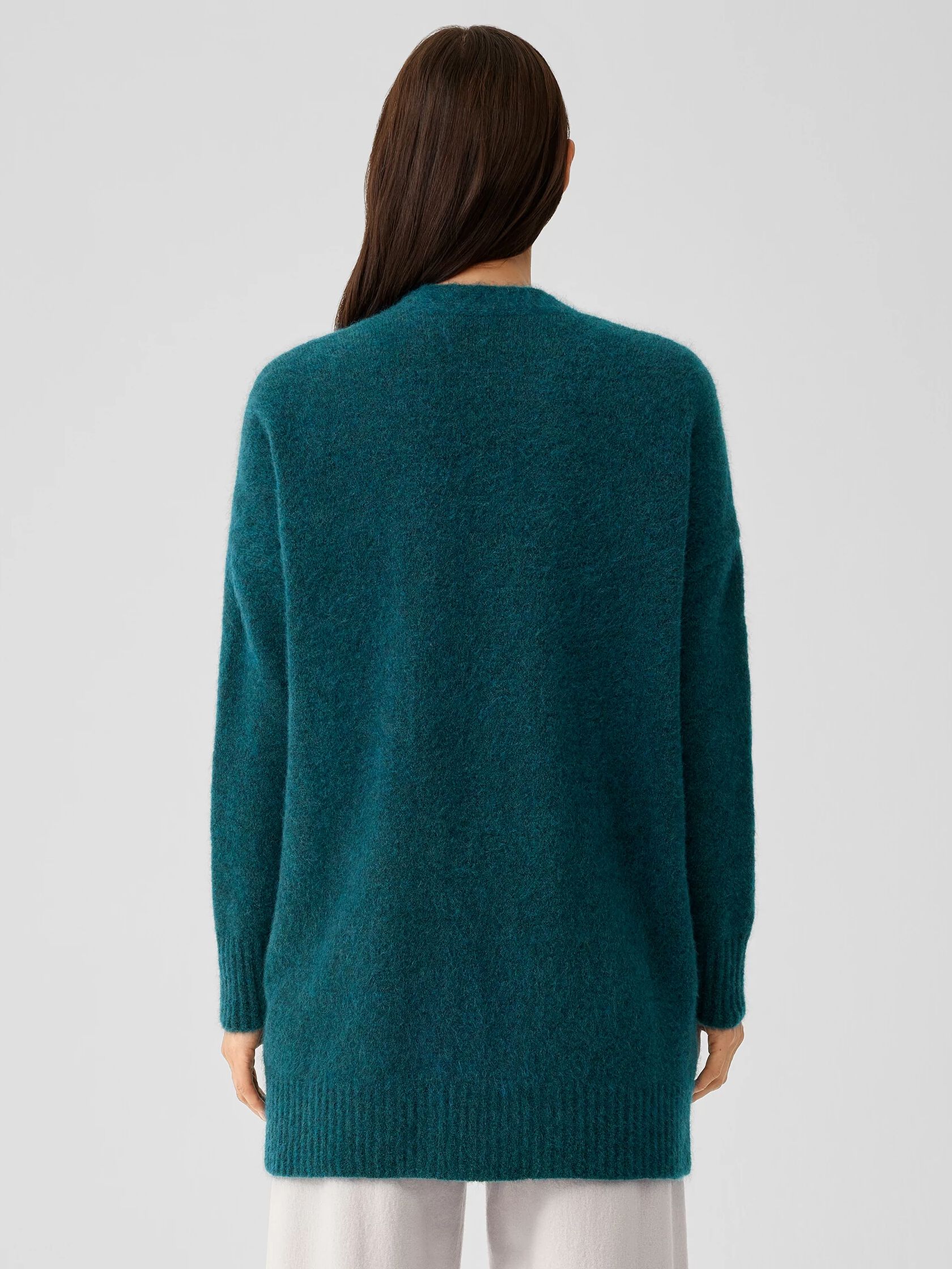 Mohair Plush Mélange V-Neck Cardigan