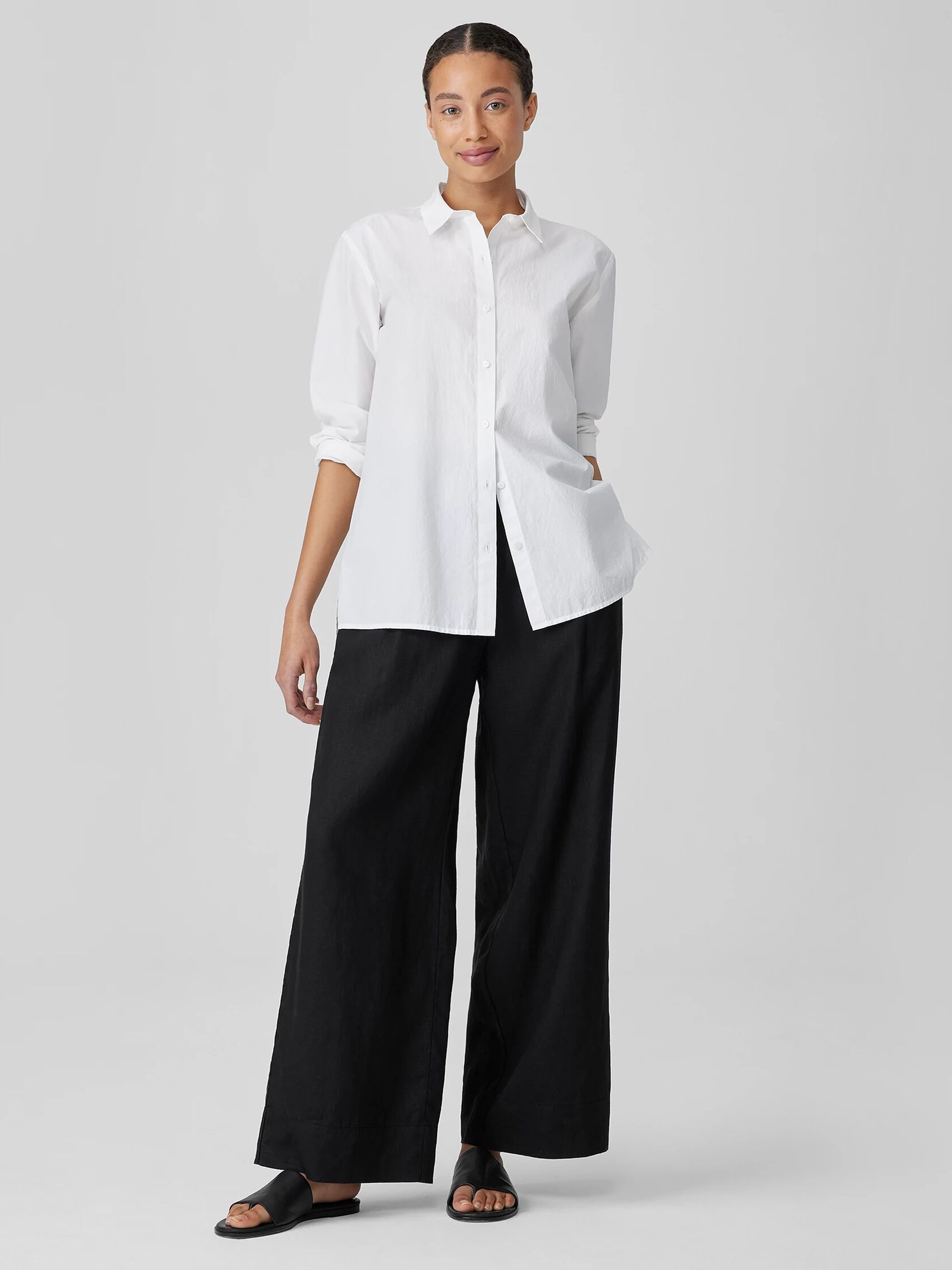 Washed Organic Cotton Poplin Classic Collar Shirt