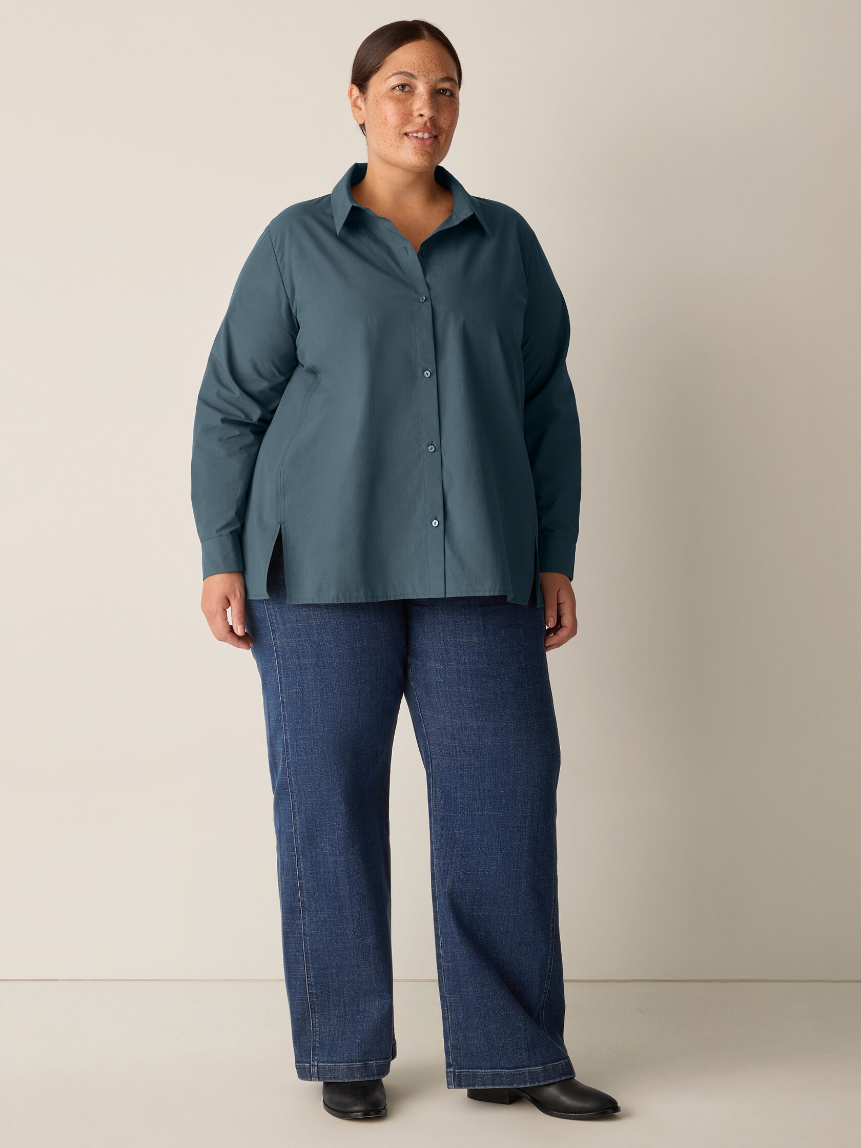 Organic Cotton Poplin Classic Collar Swing Shirt