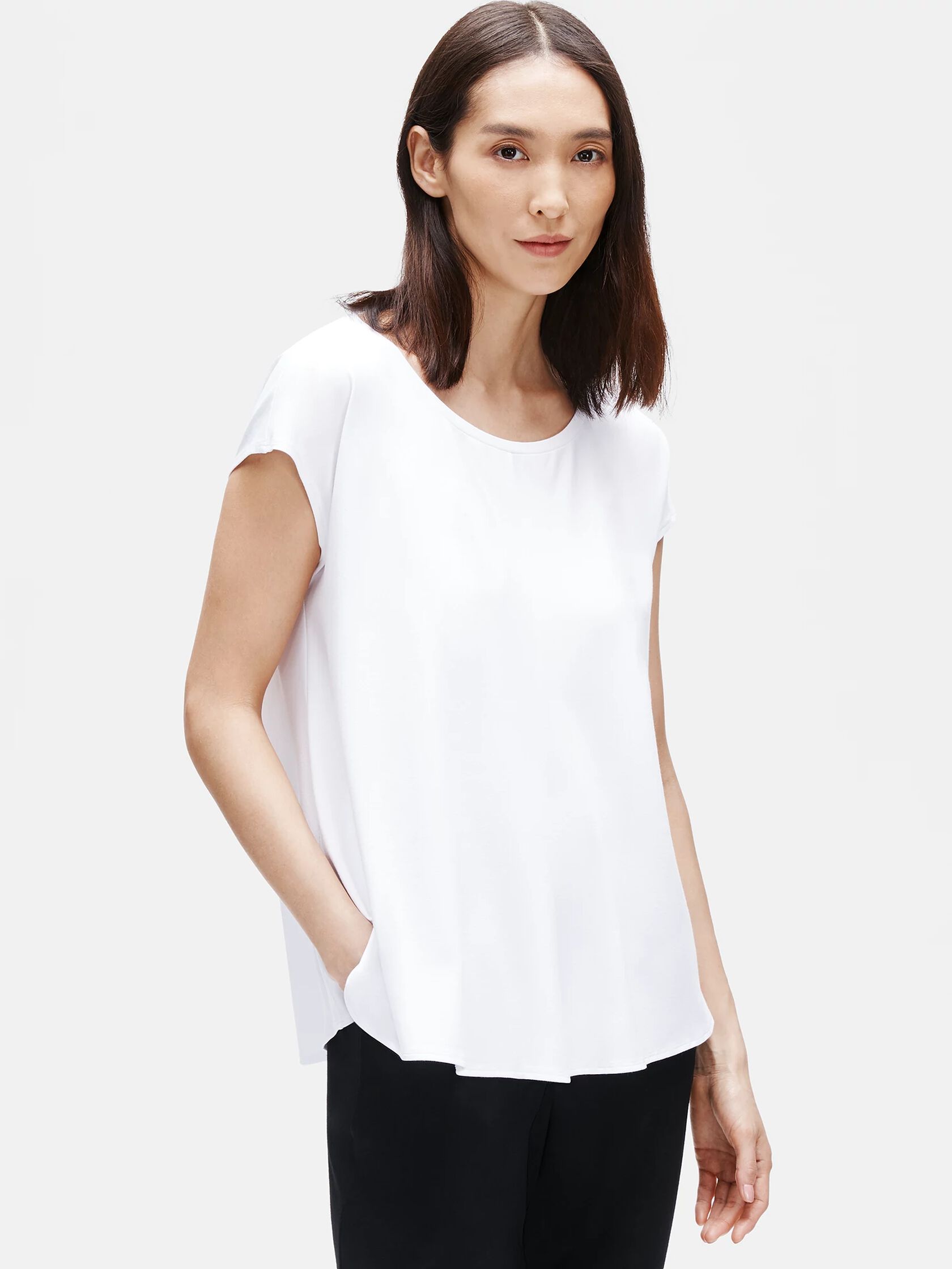 Viscose Jersey Scoop Neck Box-Top