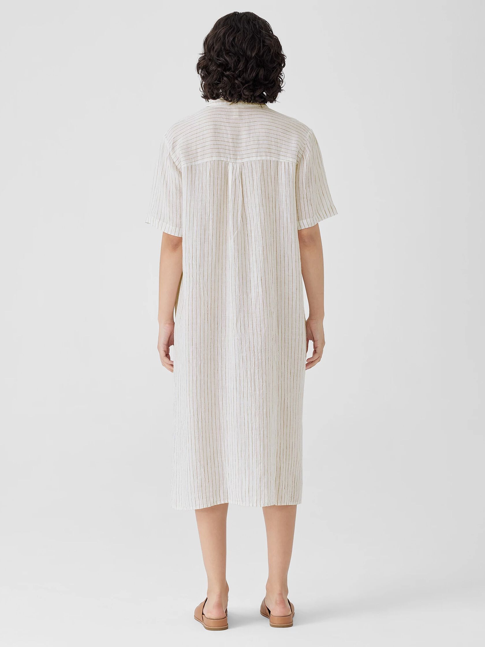Puckered Organic Linen Shirtdress