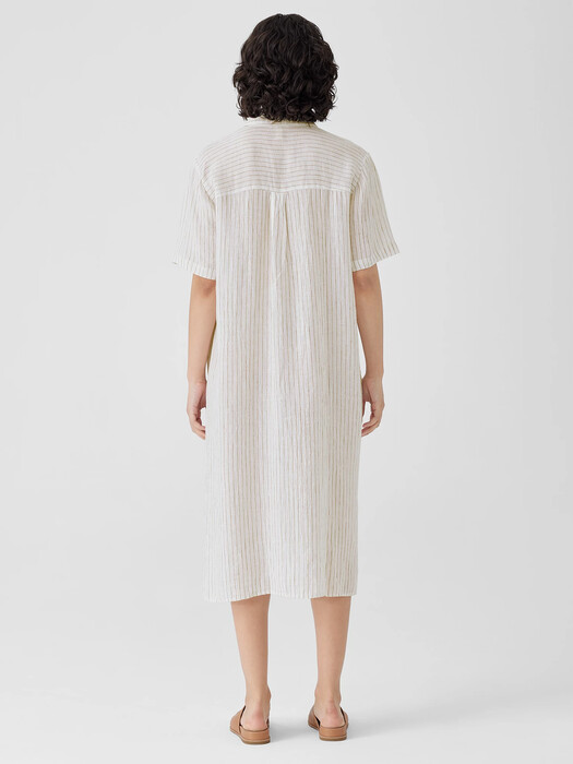 Puckered Organic Linen Shirtdress