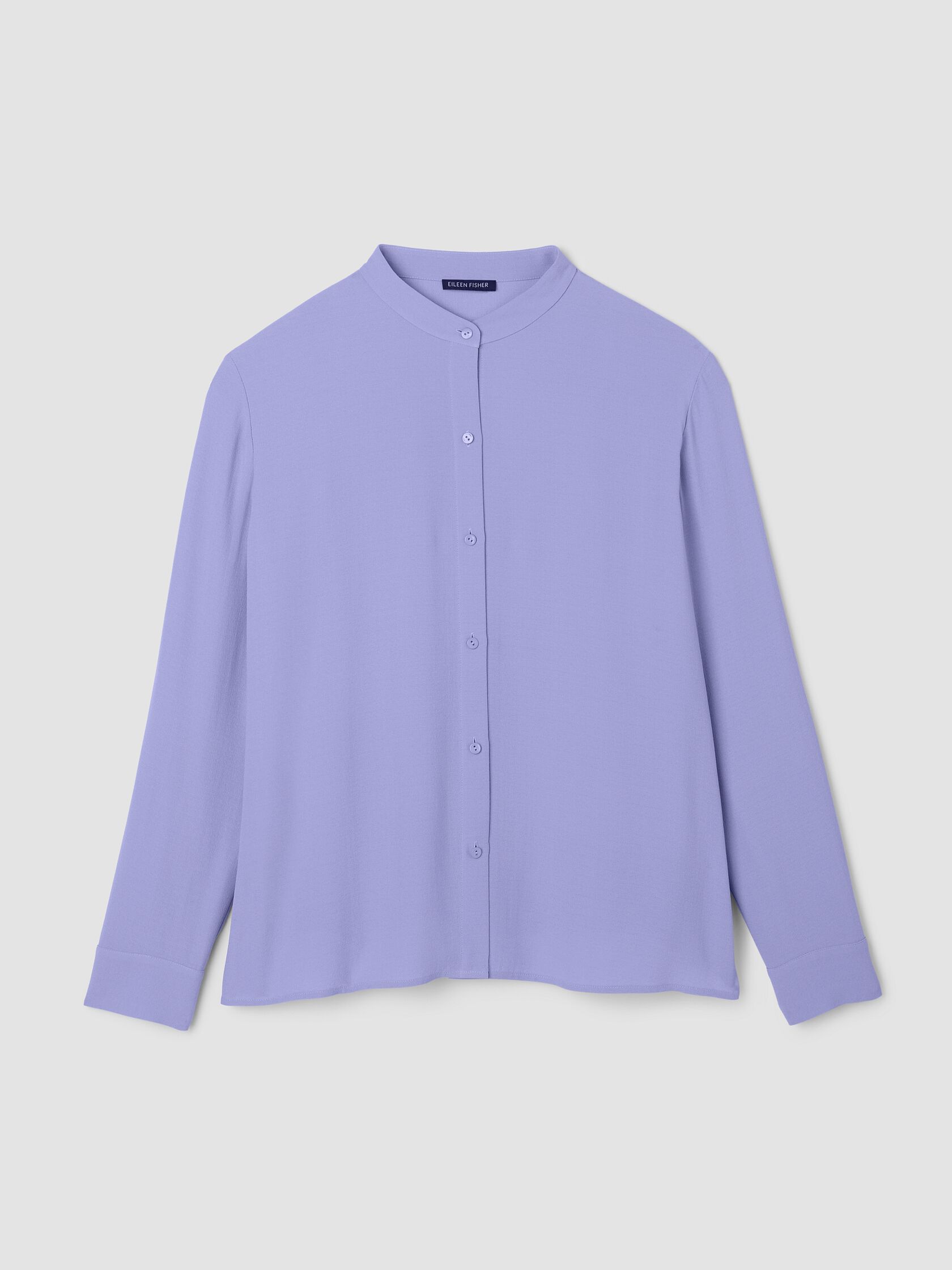 Silk Georgette Crepe Band Collar Top