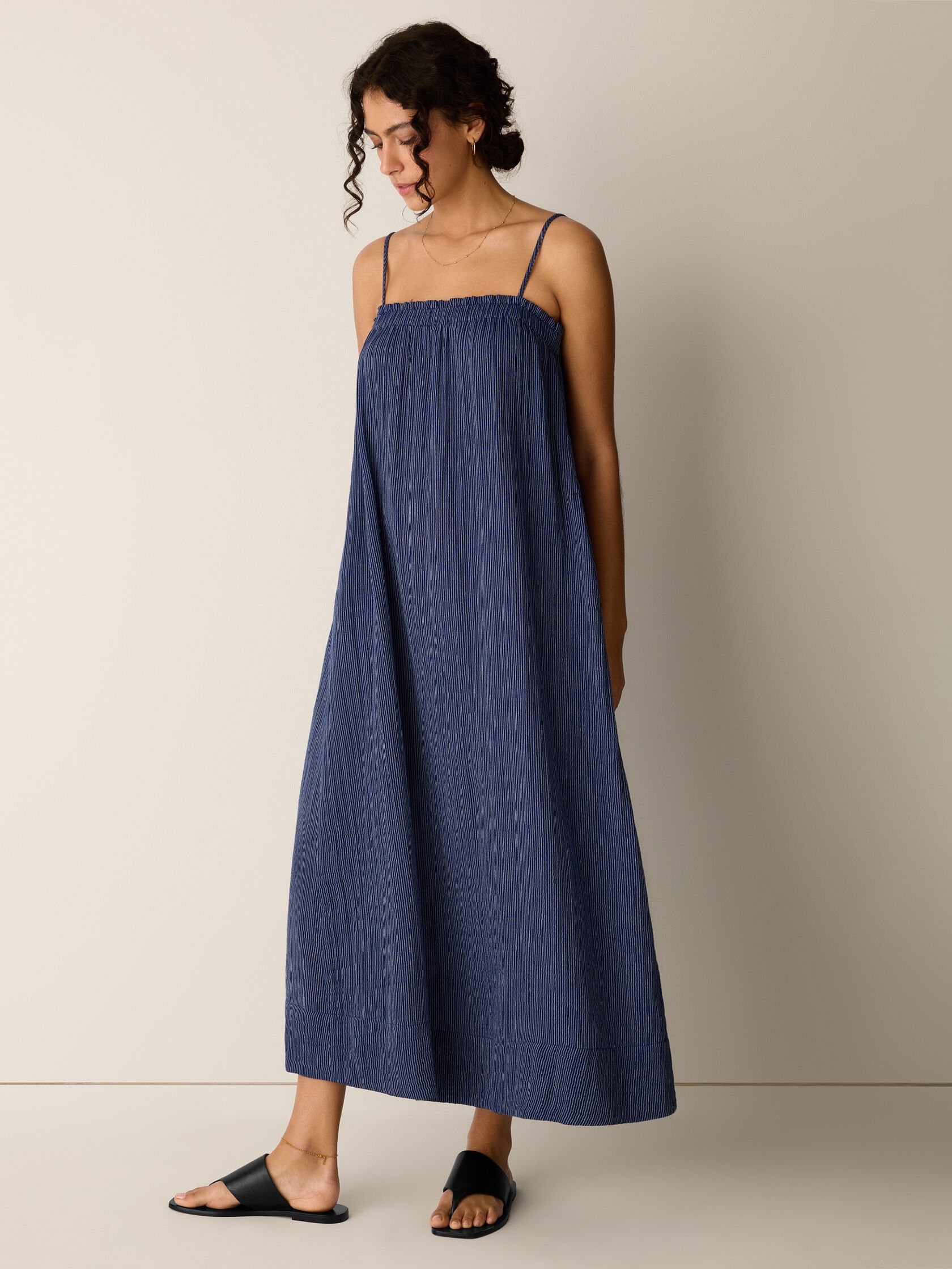 Striped Organic Cotton Gauze Cami Dress