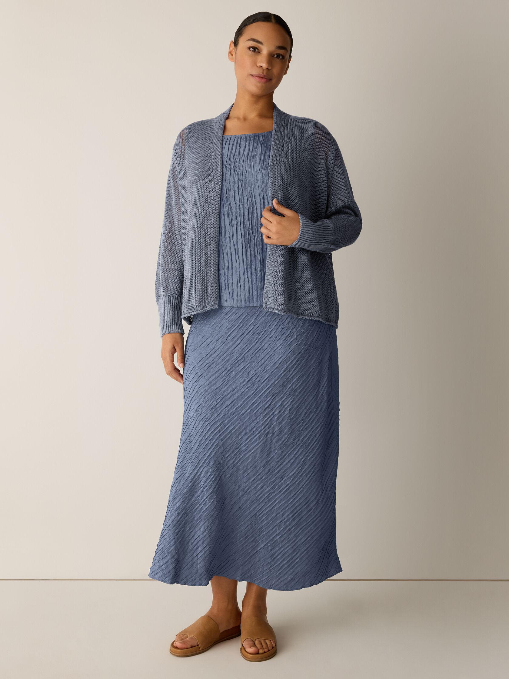 Organic Linen Cotton Cropped Cardigan