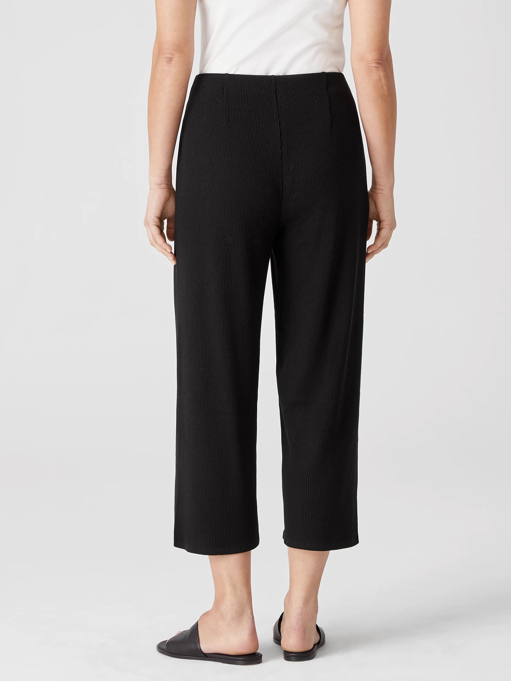 Ribbed Organic Cotton Blend Straight Pant EILEEN FISHER