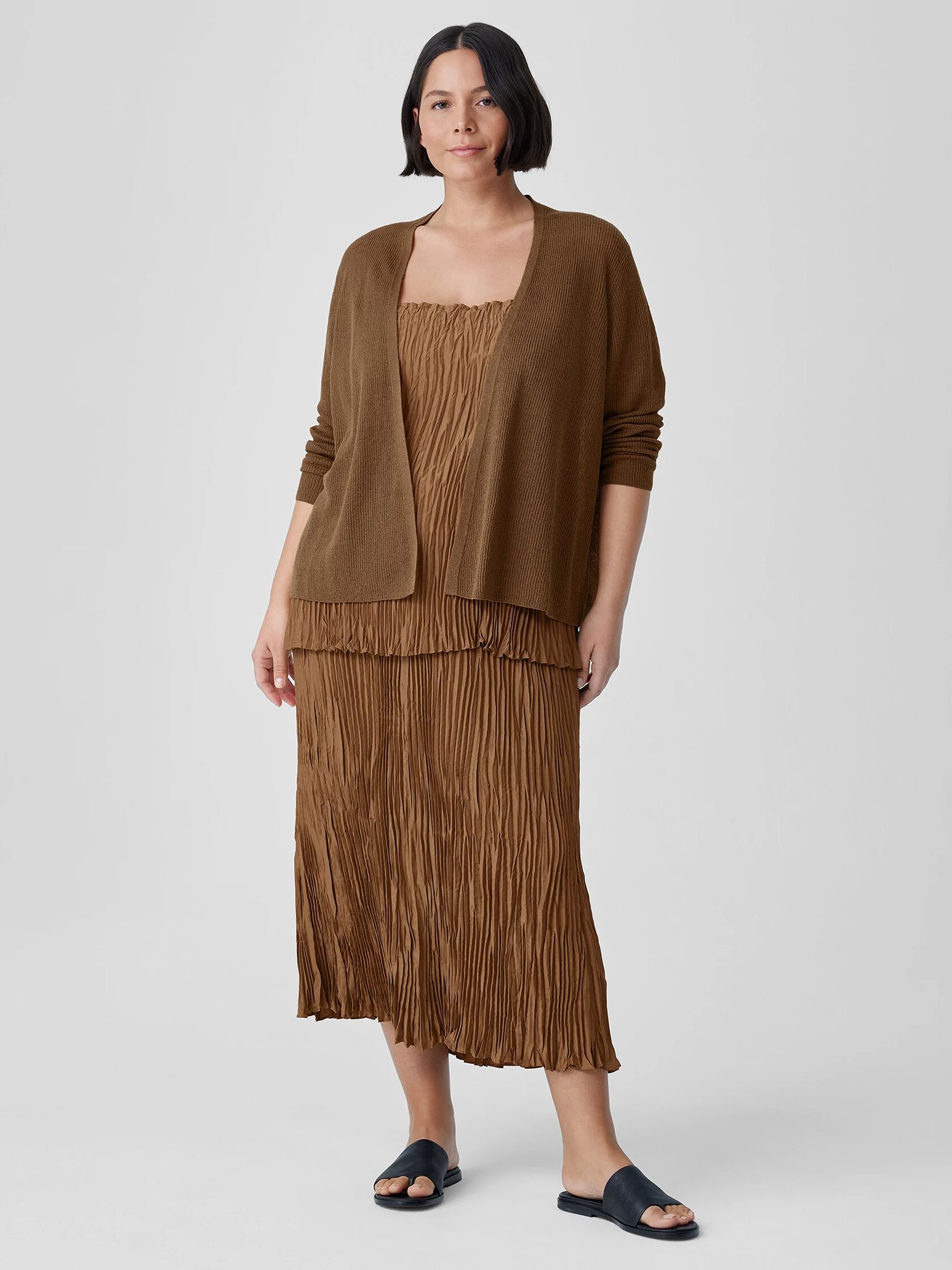 Organic Linen Cotton Airy Tuck Cropped Cardigan