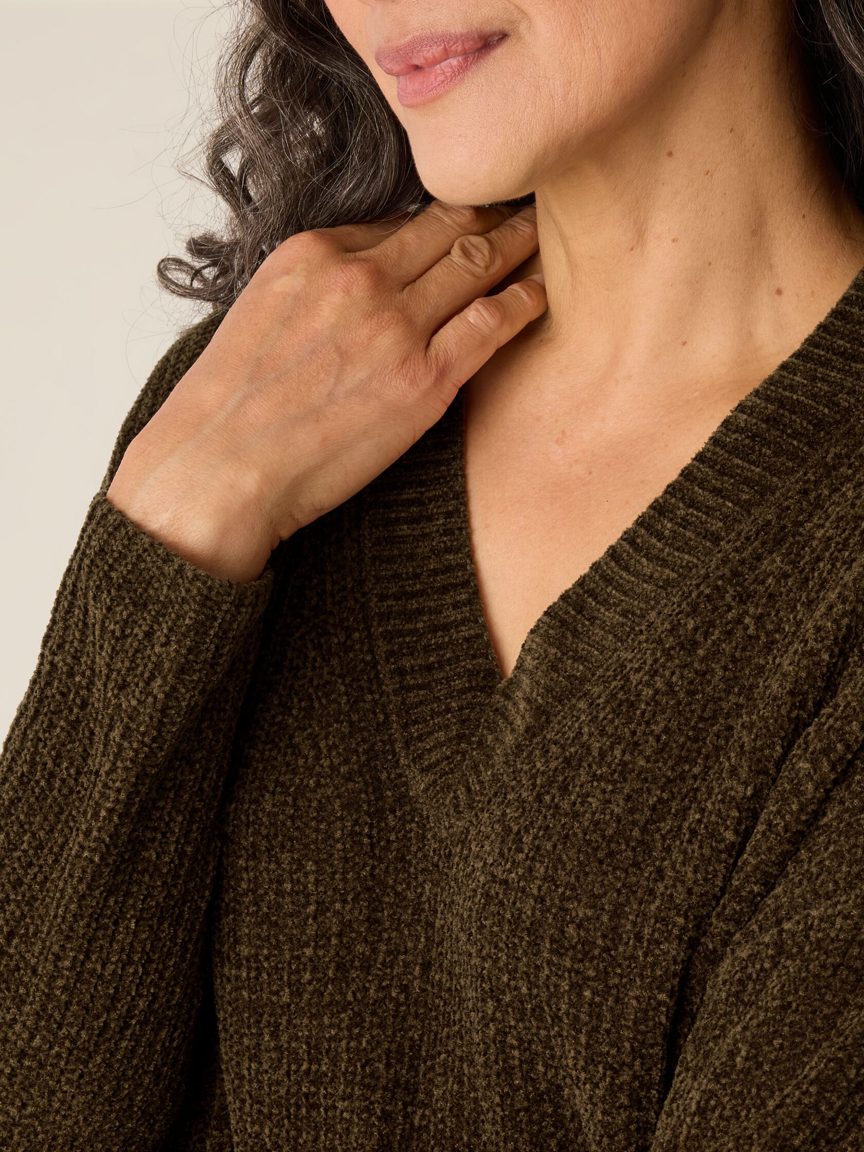 Chenille Blend V-Neck Top