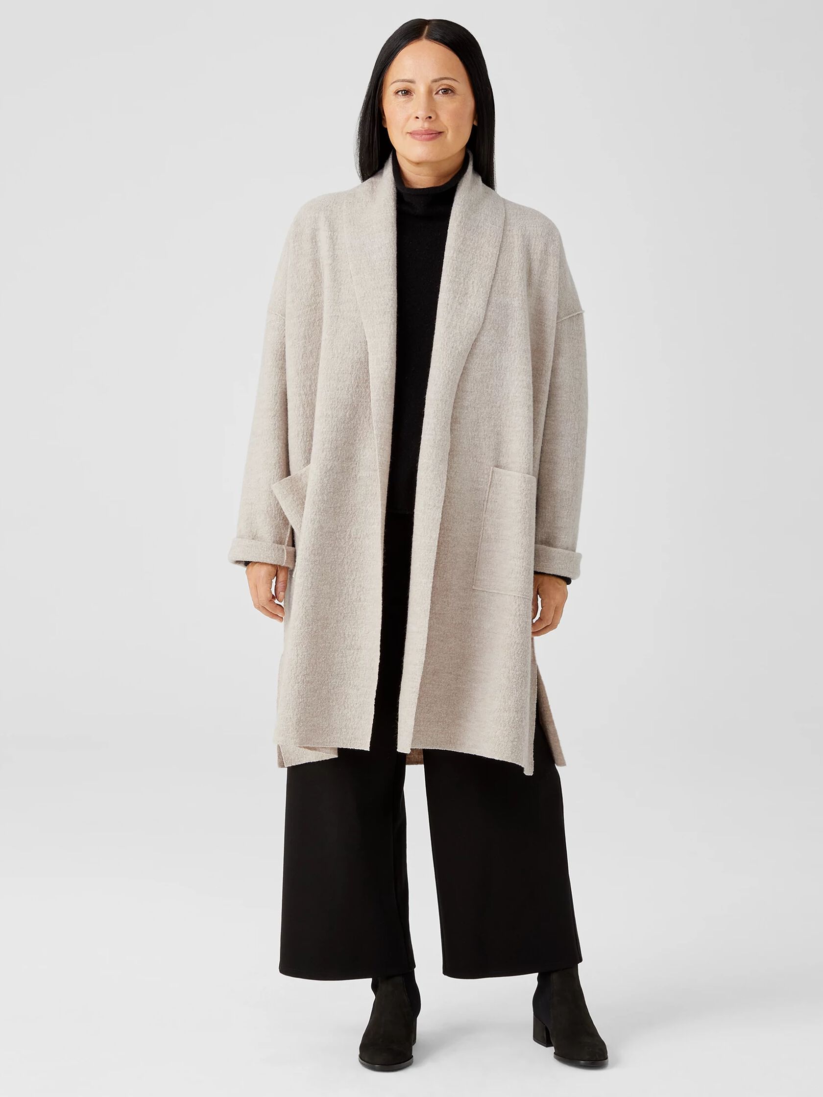 Lightweight Boiled Wool Coat in Responsible Wool