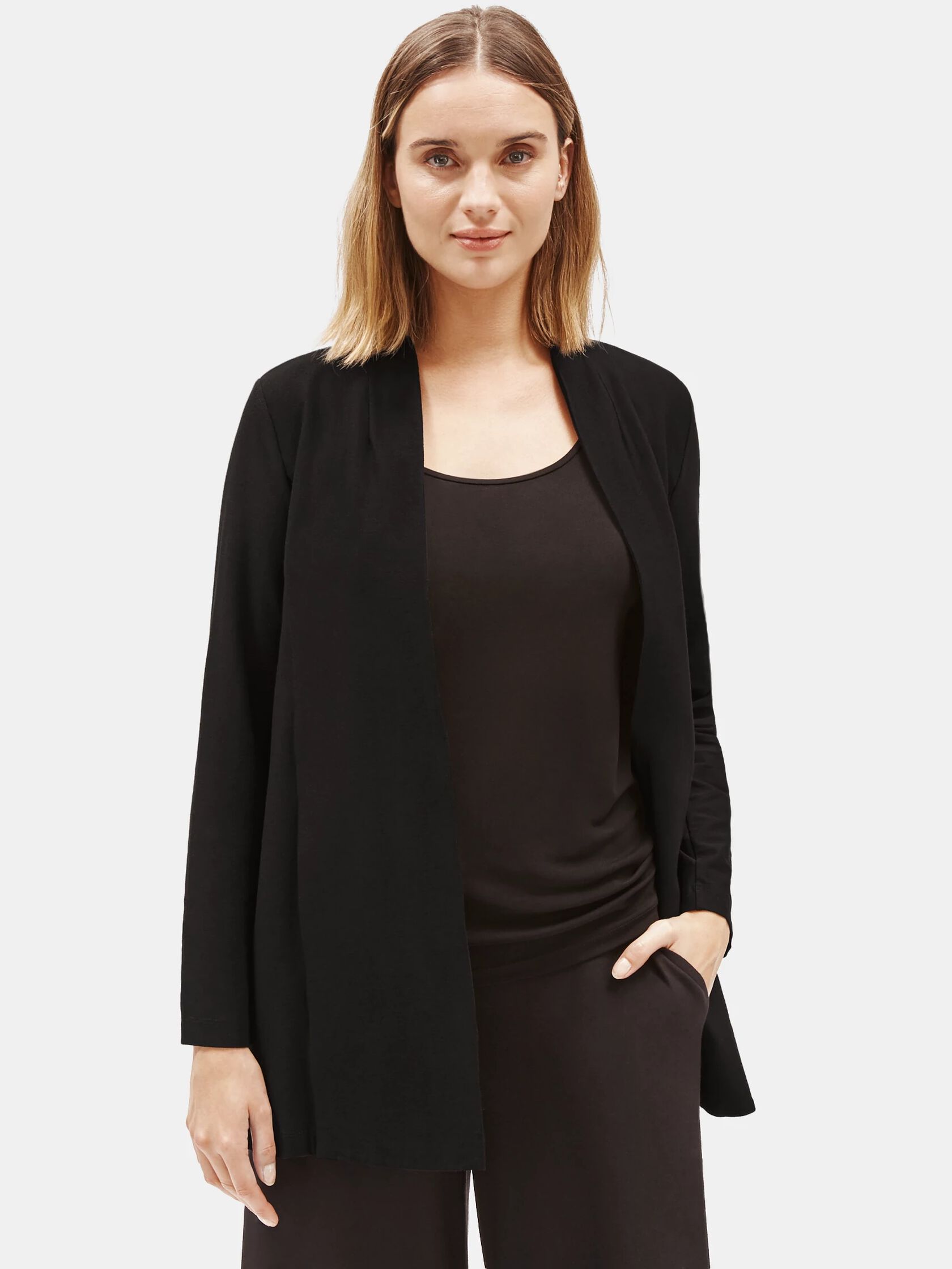 System Lightweight Washable Stretch Crepe Long Jacket