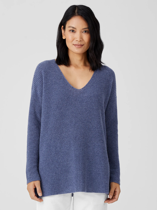 Italian Cashmere V-Neck Long Top