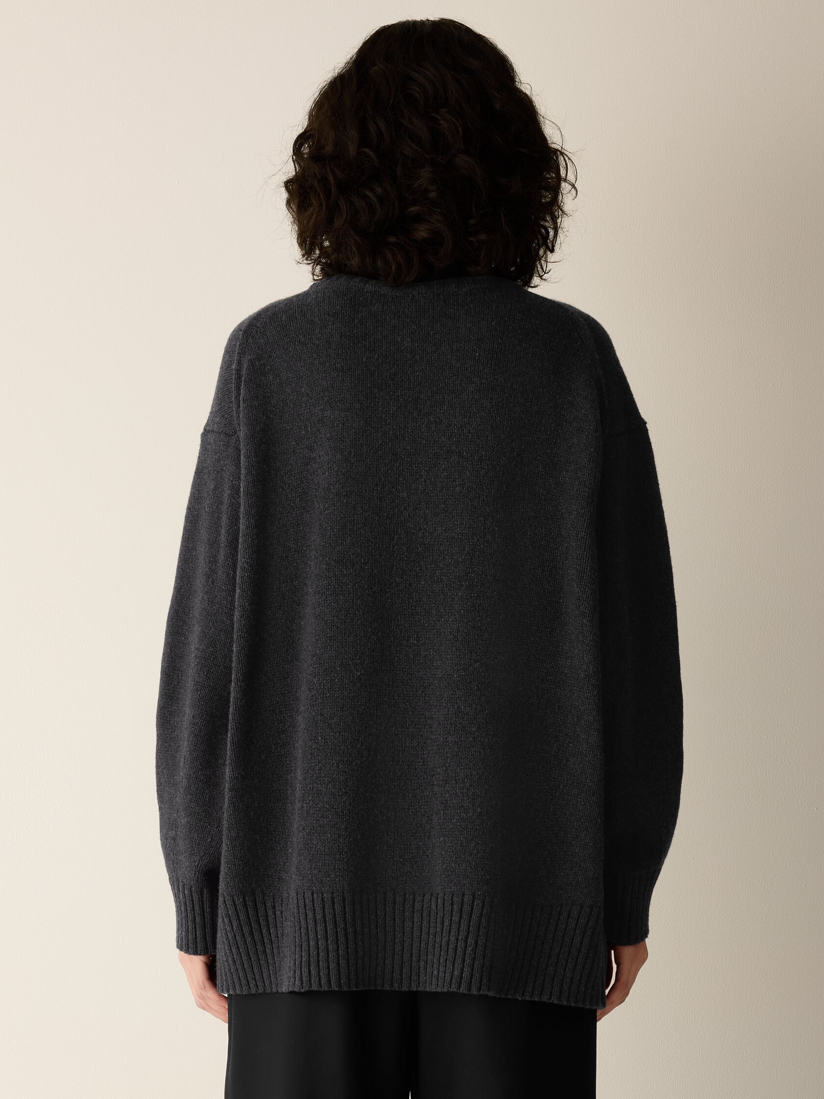 Cotton & Recycled Cashmere Crew Neck Long Top