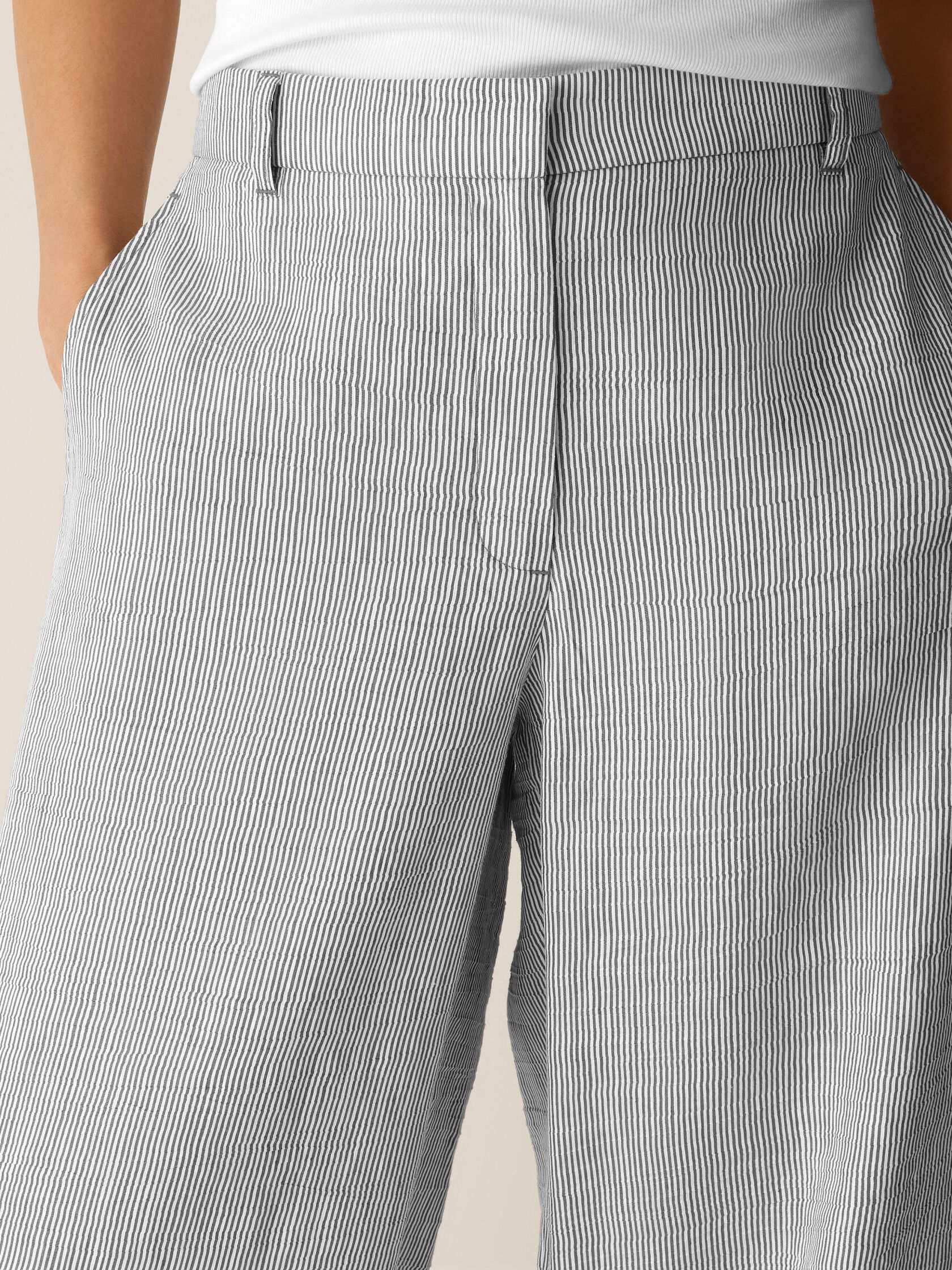 Striped Linen Sheen Full-Length Trouser