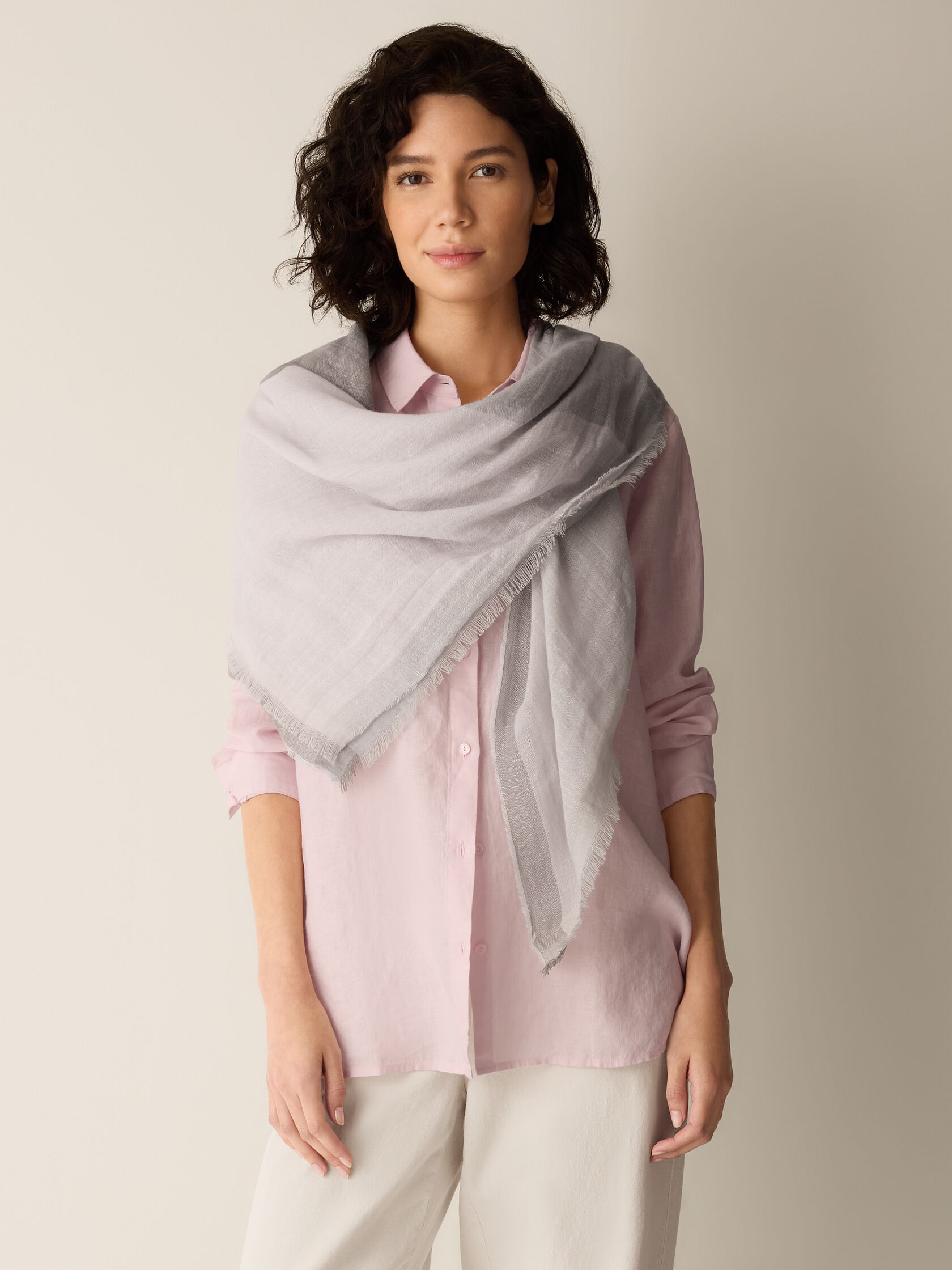 Organic Linen Cotton Check Scarf