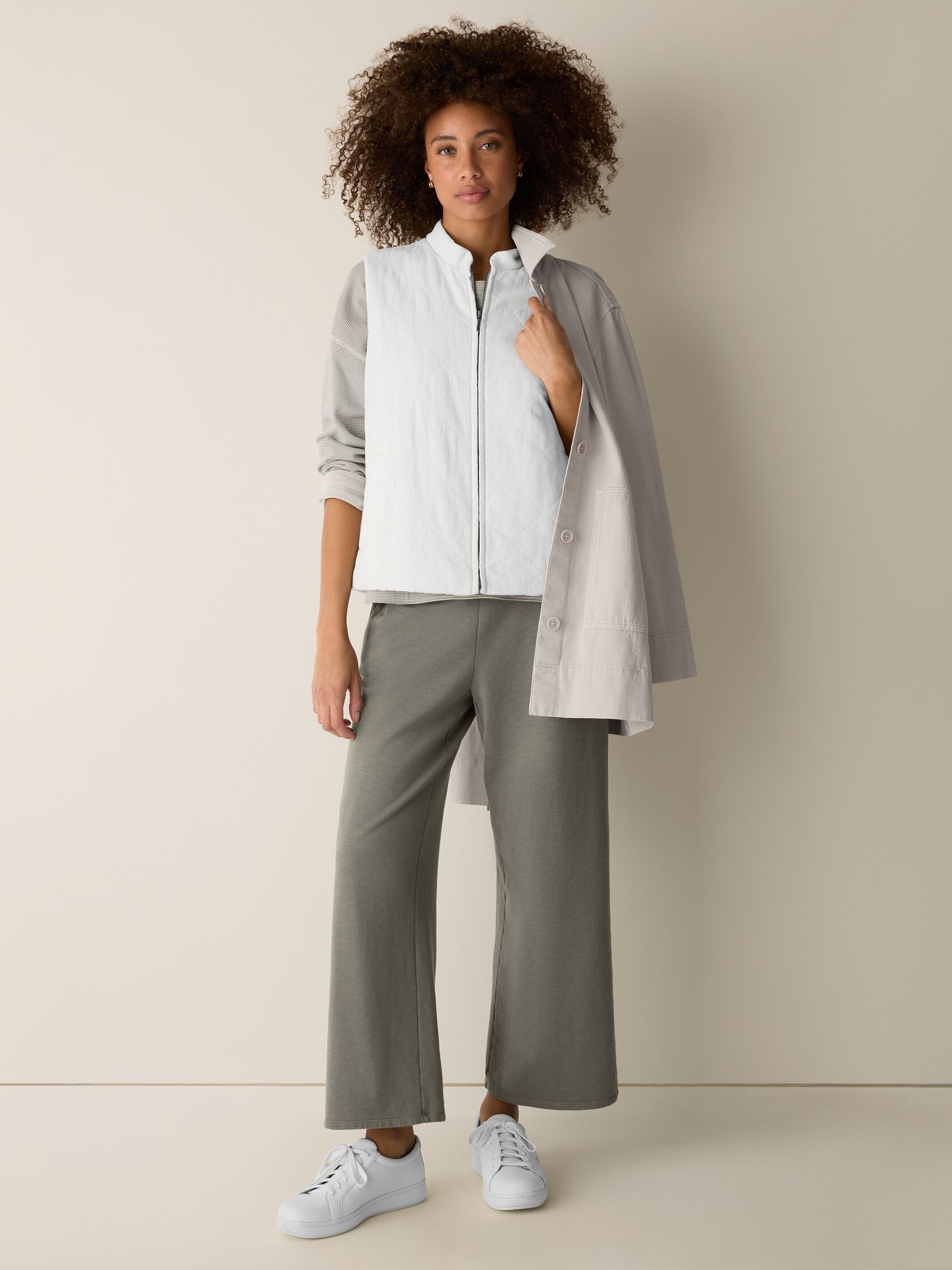 Organic Linen Cotton Crepe Quilted Vest