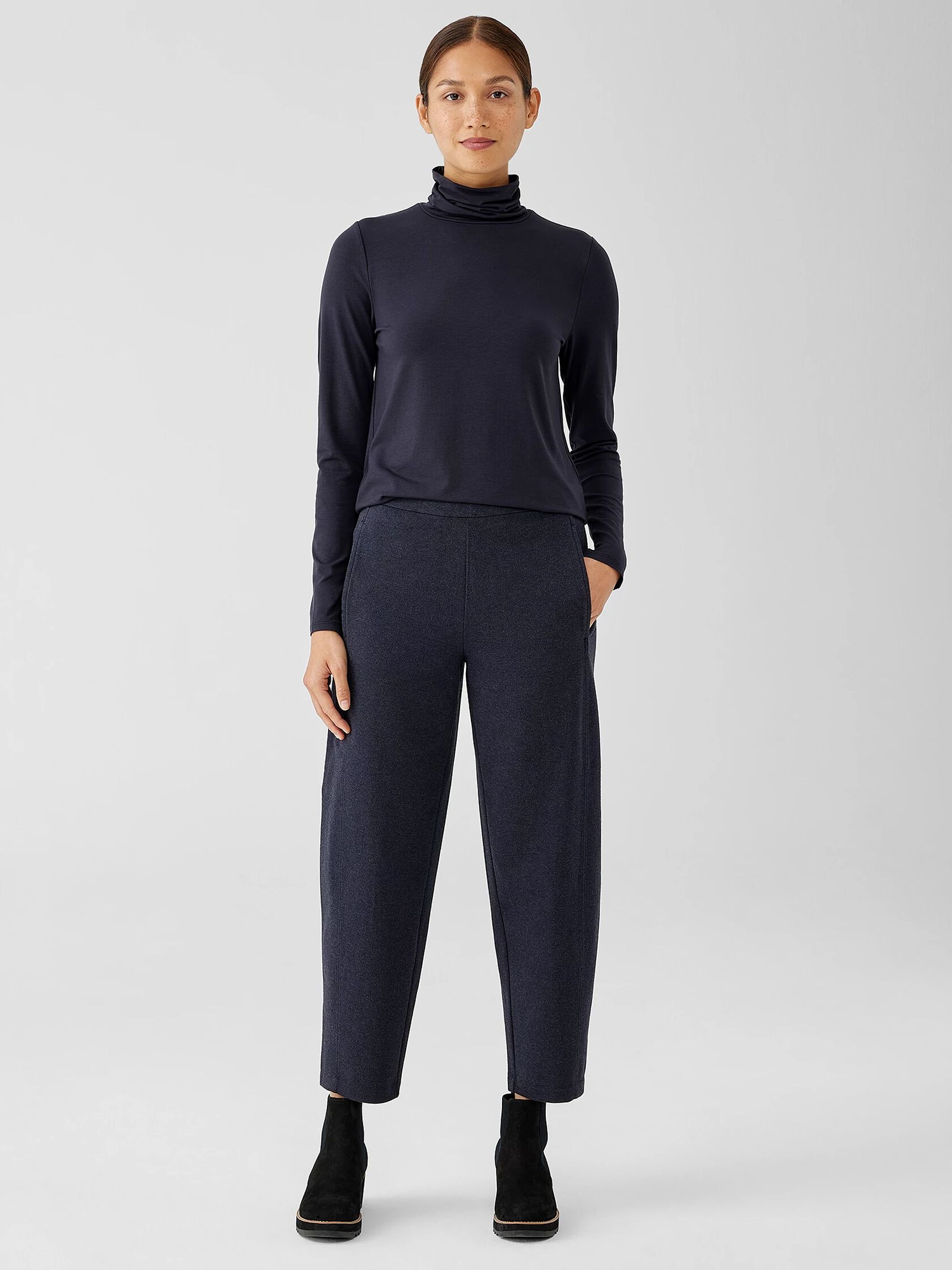 Organic Cotton Melange Crepe Lantern Pant