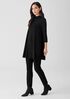 Stretch Jersey Knit Mock Neck Long Top