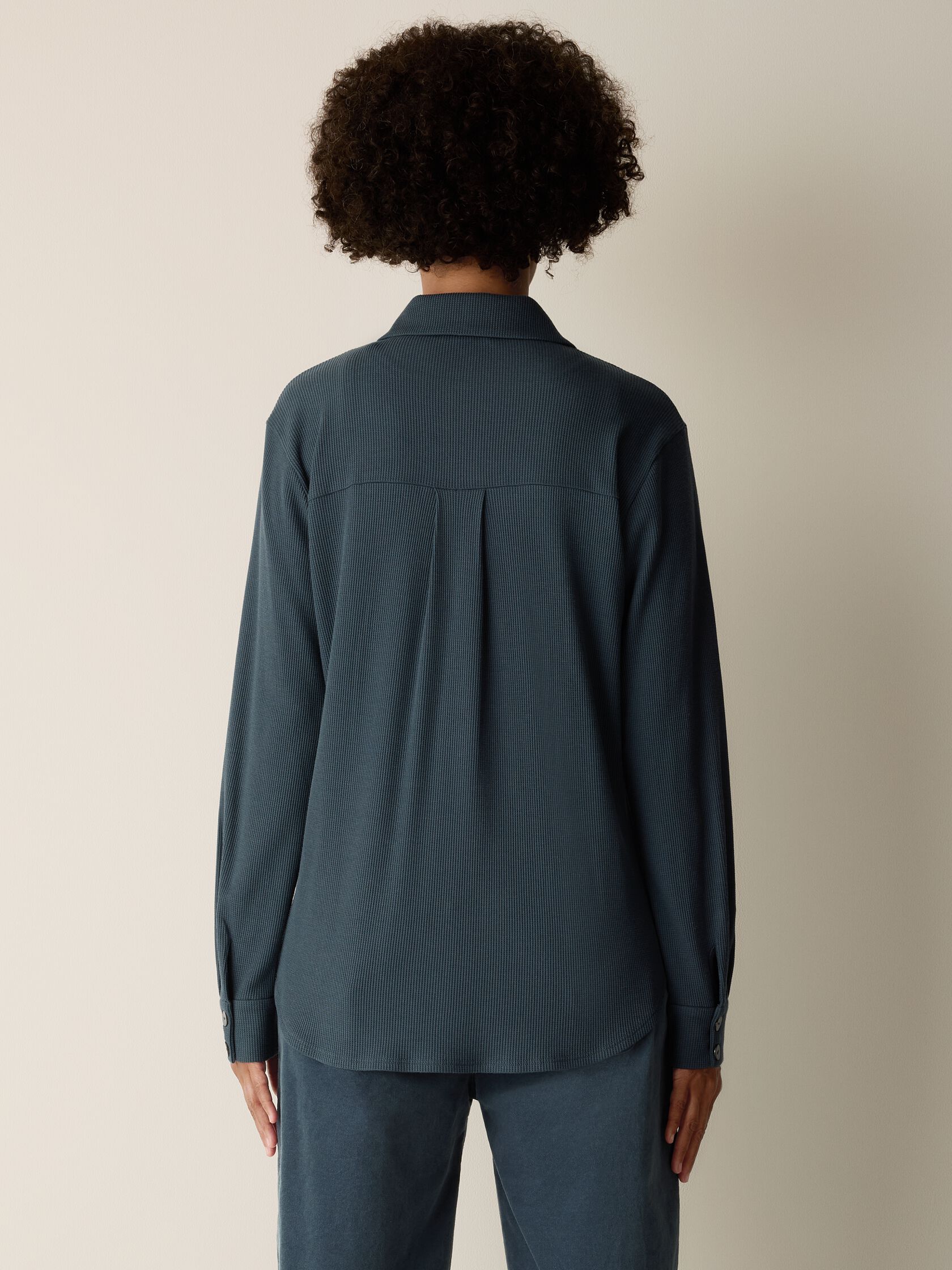 Cozy Waffle Knit Classic Collar Shirt