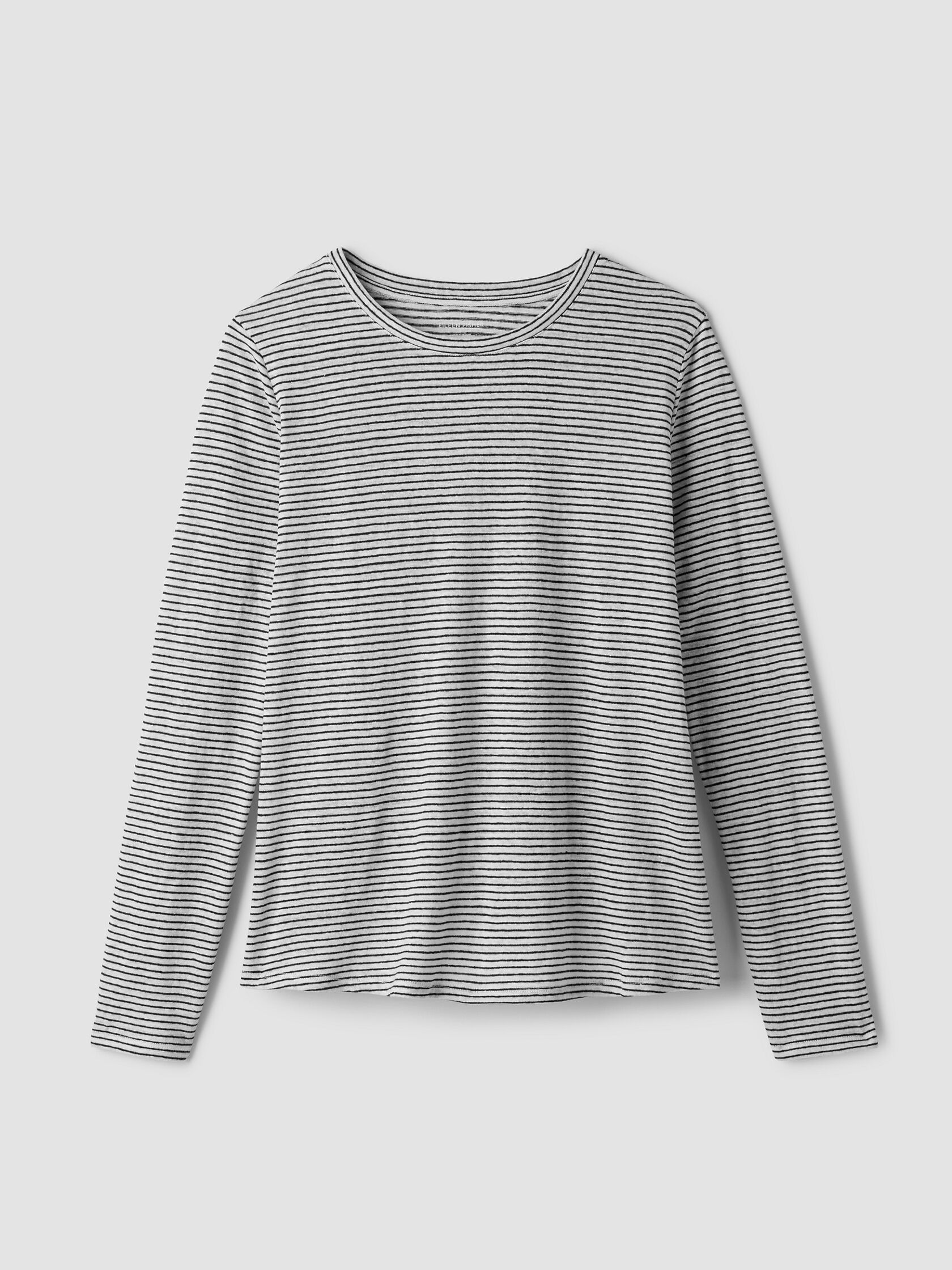 Striped Organic Linen Jersey Long-Sleeve Tee
