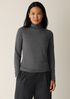 Mélange Sheer Cotton Blend Knit Turtleneck Top
