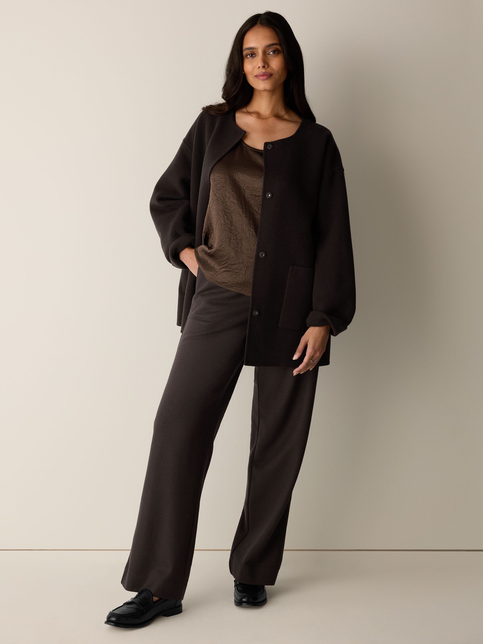 Doubleface Wool Cloud Round Neck Coat