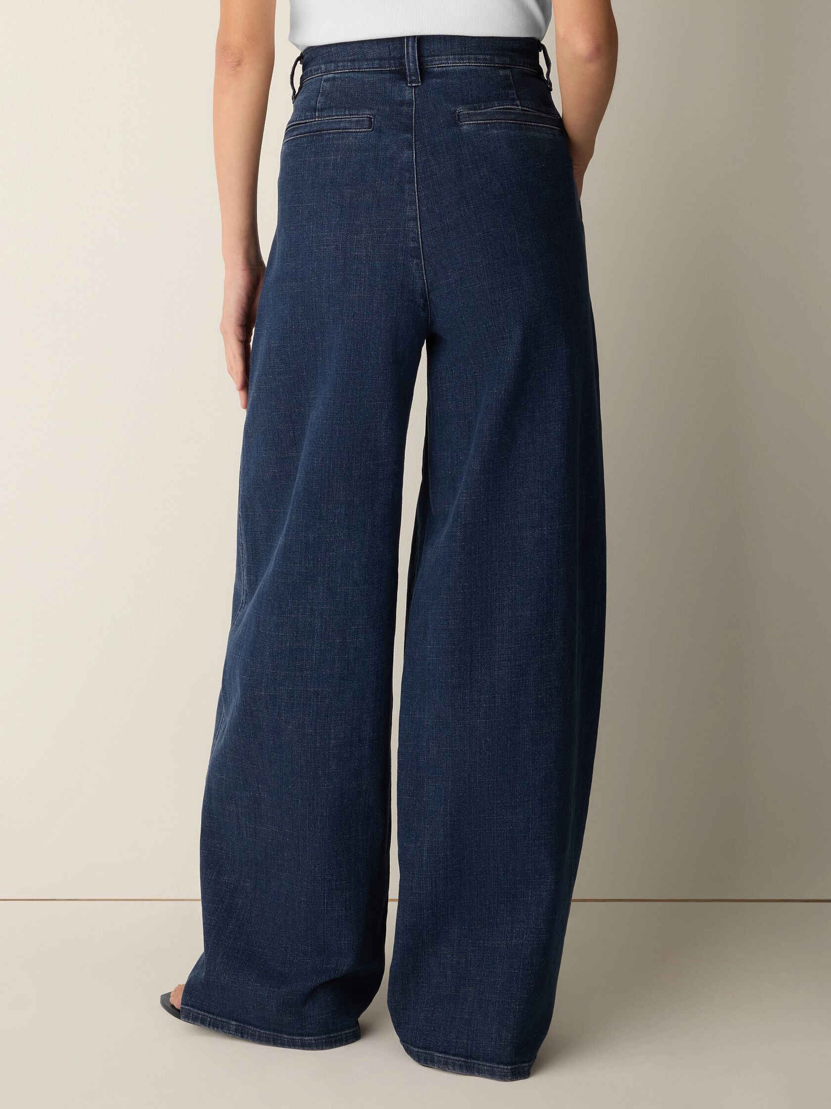 Cotton Stretch Denim Roomy Wide Trouser