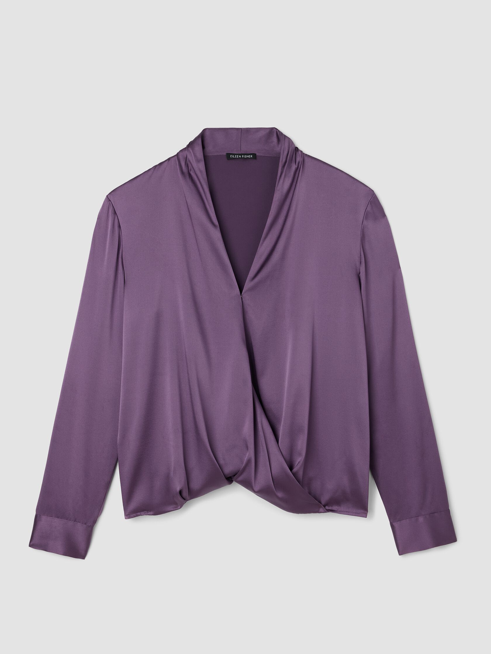 Stretch Silk Charmeuse Wrap Top