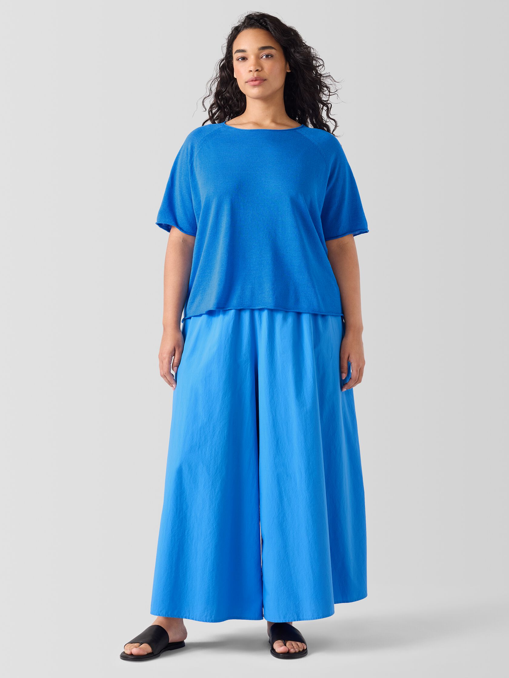 Organic Linen Cotton Jewel Neck Top