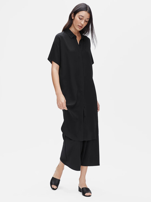 eileen fisher silk shirt dress Silk Georgette Crepe Shirtdress