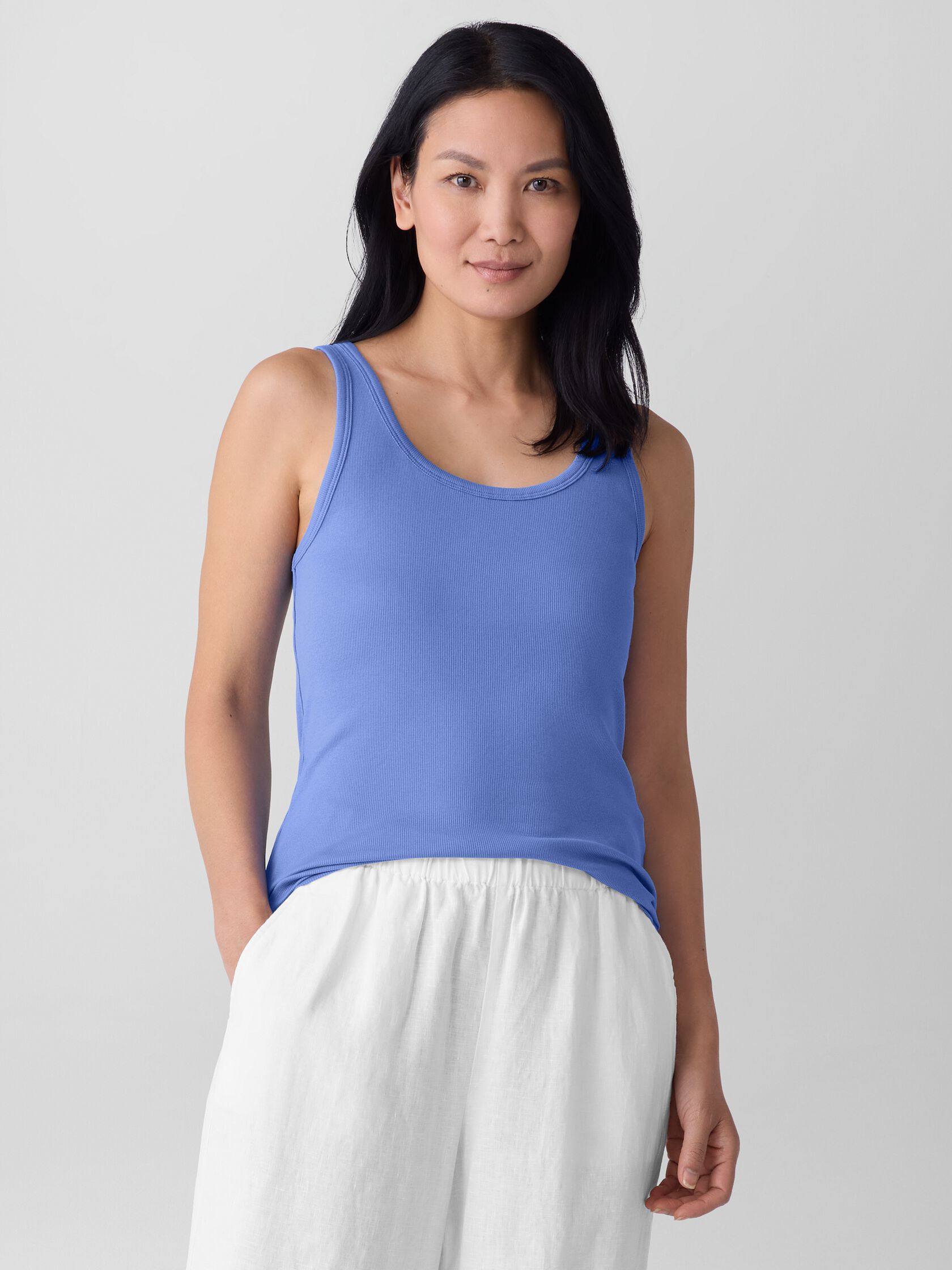 Organic Cotton Stretch Rib Scoop Neck Tank