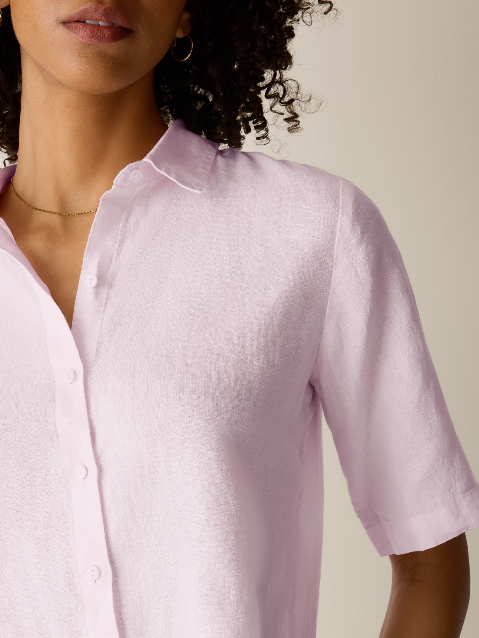 Organic Handkerchief Linen Elbow-Sleeve Shirt