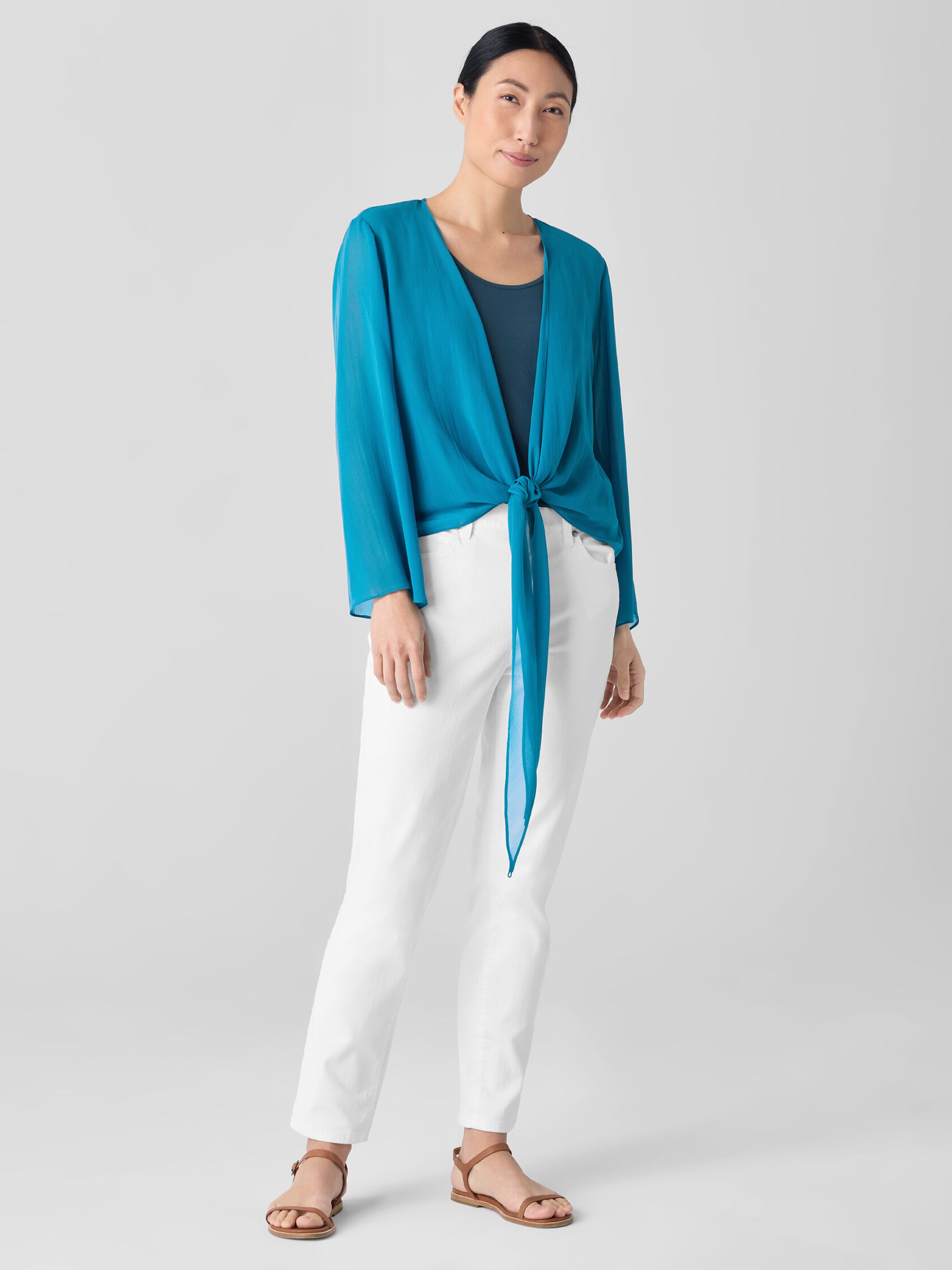 Sheer Silk Georgette Tie Jacket