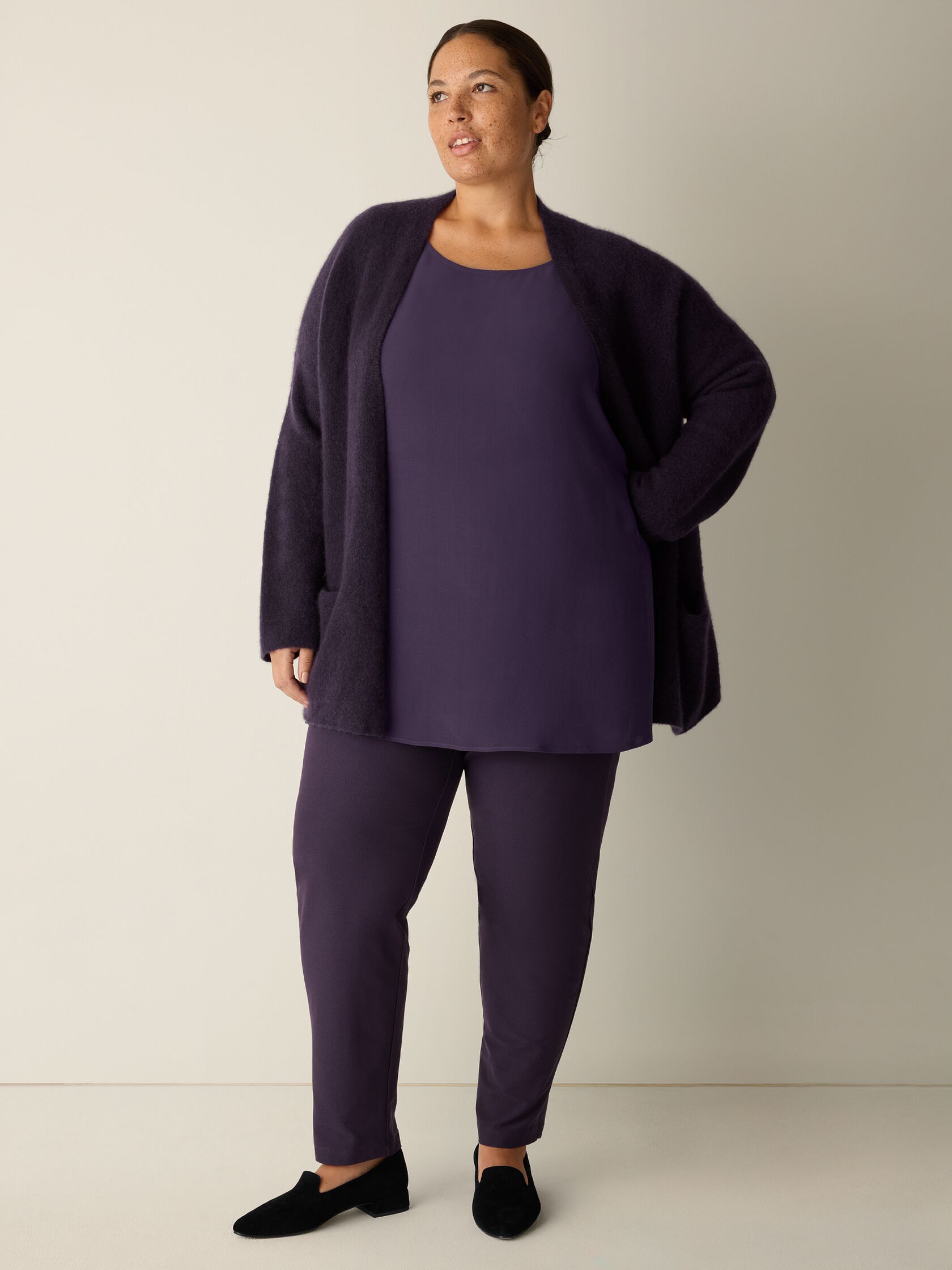 Silk Georgette Crepe Ballet Neck Long Tank