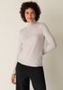 Mélange Sheer Cotton Blend Knit Turtleneck Top