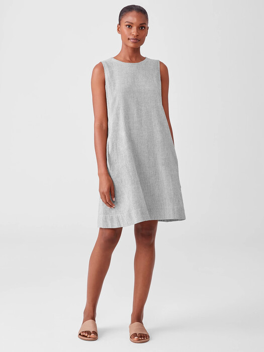 Organic Cotton Linen Ticking Stripe Dress | EILEEN FISHER Organic Cotton Linen Ticking Stripe Dress | EILEEN FISHER