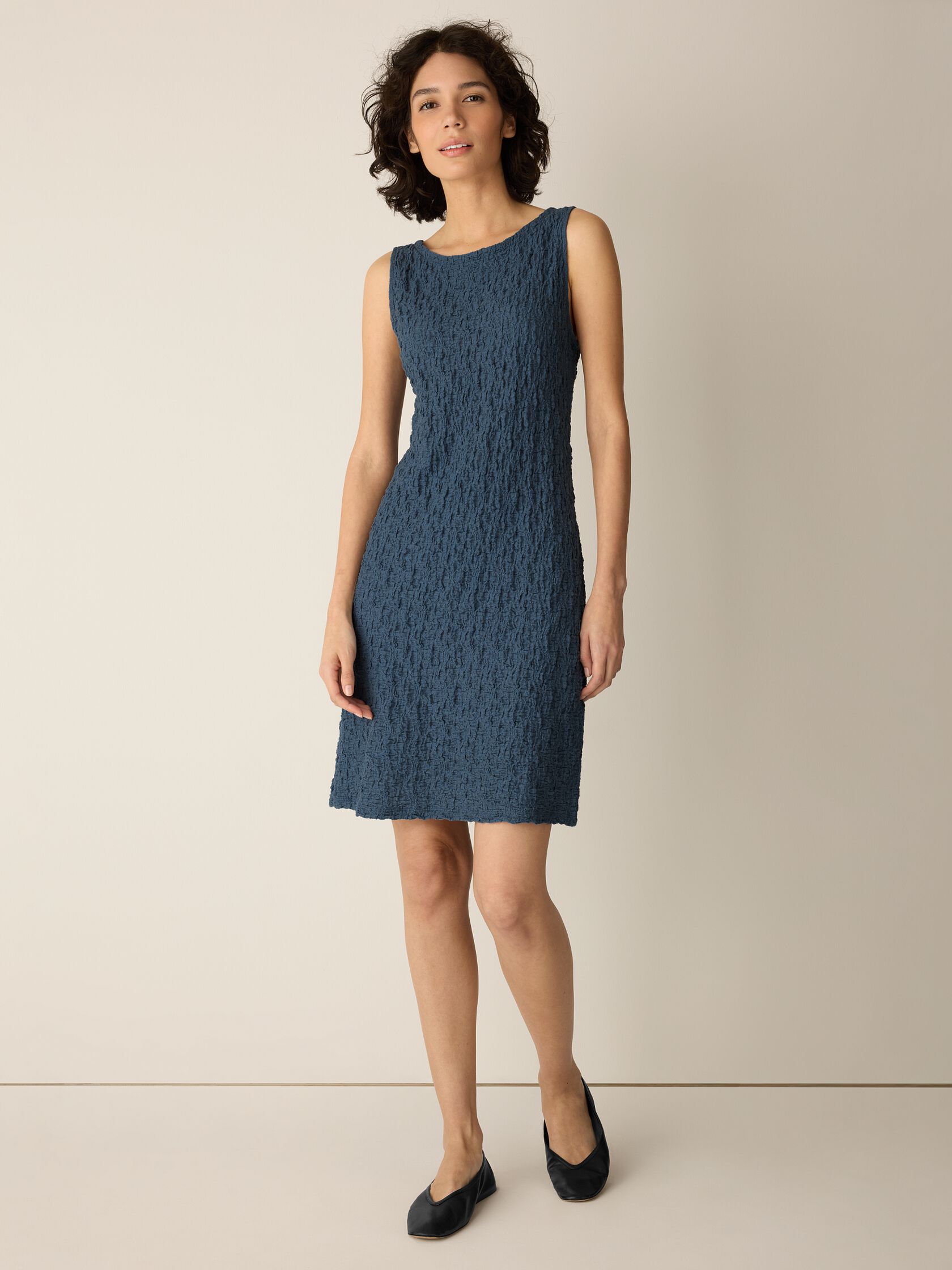 Bubble Jacquard Bateau Neck Dress