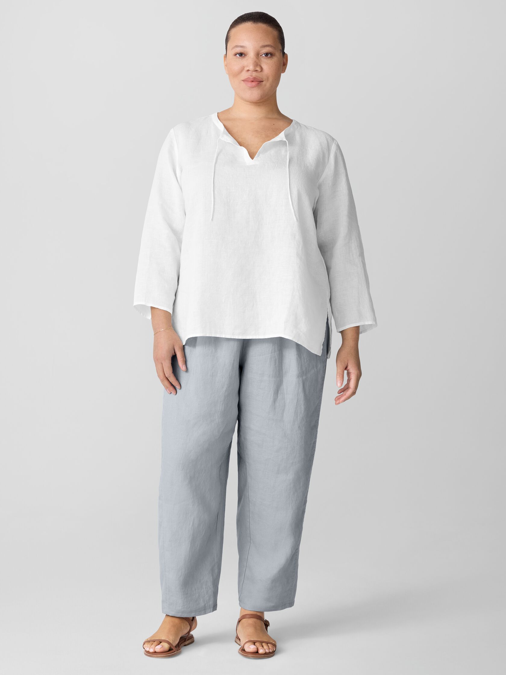 Organic Handkerchief Linen Round Neck Top