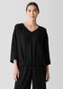 Silk Georgette Crepe V-Neck Top