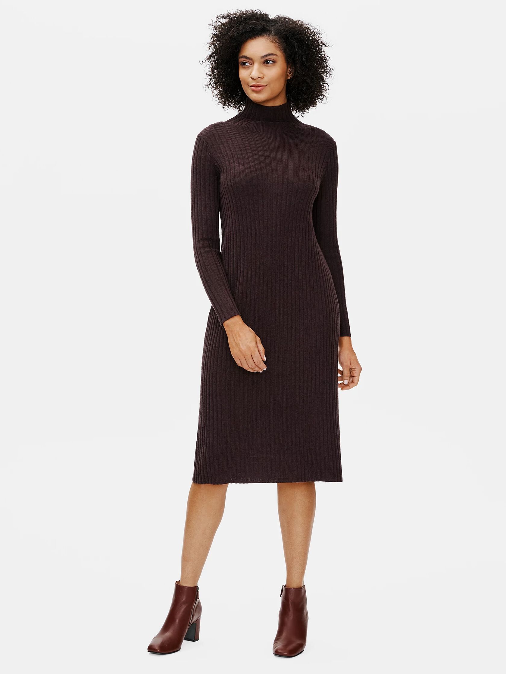 Merino Scrunch Neck Dress in Regenerative Wool