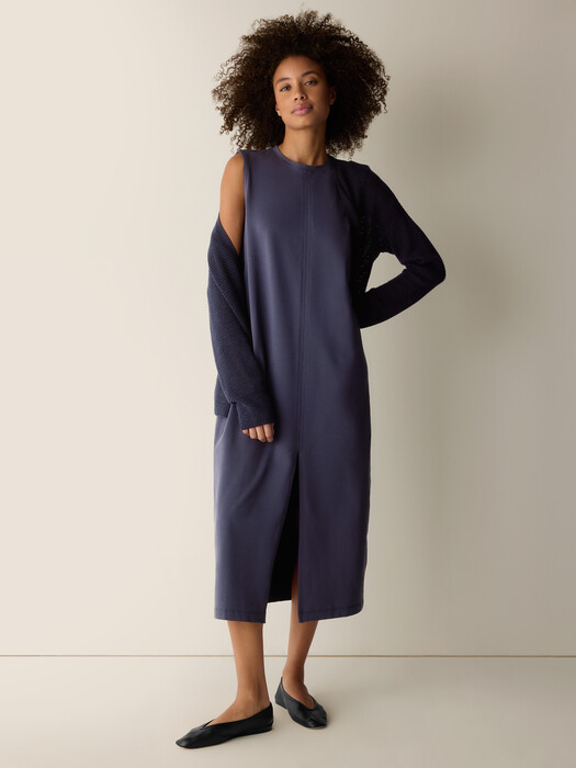 eileen fisher jersey maxi dress Eileen Fisher Stretch Jersey Knit Round Neck Sleeveless Oval Midi Dress, Womens, XXS, Watermelon