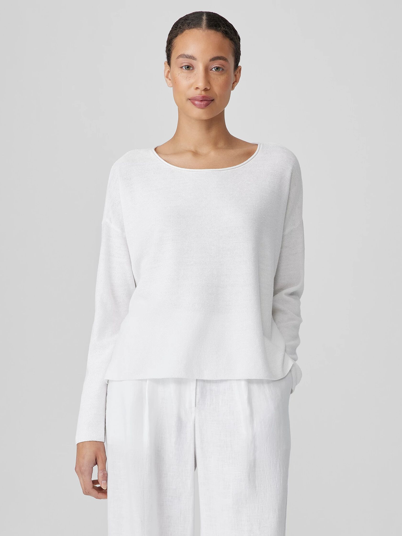 Organic Linen Cotton Jewel Neck Box-Top
