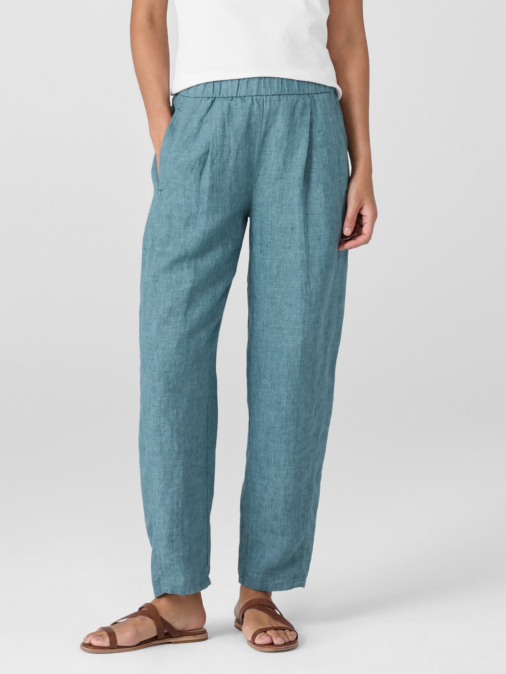 Washed Organic Linen Délavé Lantern Pant