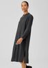 Mini Check Crepe Mandarin Collar Dress